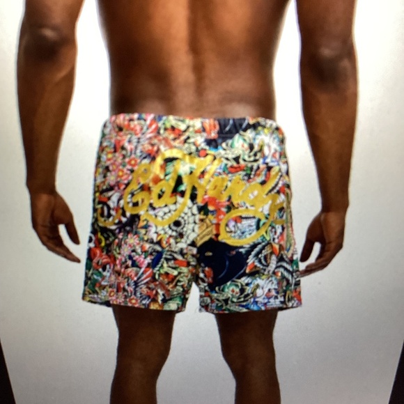ED HARDY TATTOO COLLAGE SHORTS ( Color: Multi) - Picture 2 of 4